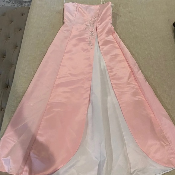 NWT Fiesta Formal Prom Evening Gown Dress Pink Beads Strapless Large - Picture 6 of 10
